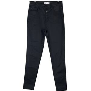 Kancan Women's Black Coated Cigarette Button Fly Jeans Pants Size 11/29 Stretch